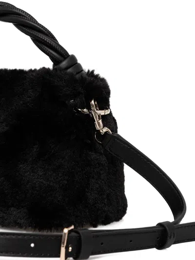 Guess Usa Faux-fur Twist Tote Bag In Black