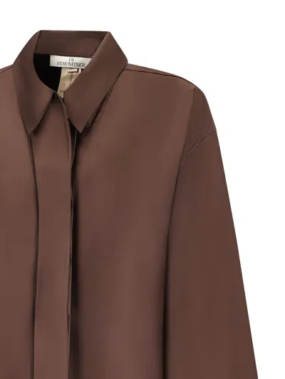 Di Stavnitser Milena Organza Blouse In Brown