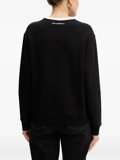 Karl Lagerfeld Embroidered-logo Sweatshirt In Black