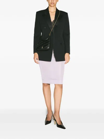 Saint Laurent Semi-sheer Wide Hem Pencil Skirt In Lilas Cendre