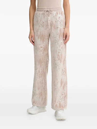 Guess Usa Sequin-embellished Drawstring Track Pants In Neutral