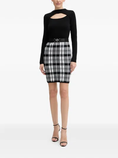 Guess Usa Cutout Plaid Mini Dress In Black