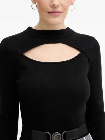 Guess Usa Cutout Plaid Mini Dress In Black