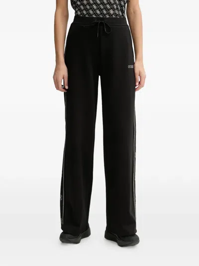 Guess Usa Logo-detail Embellished Track Pants In Black