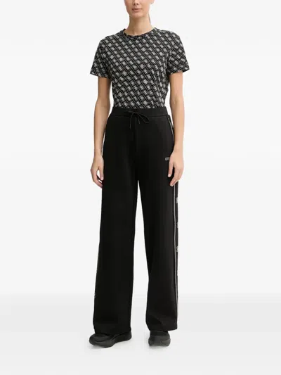 Guess Usa Logo-detail Embellished Track Pants In Black