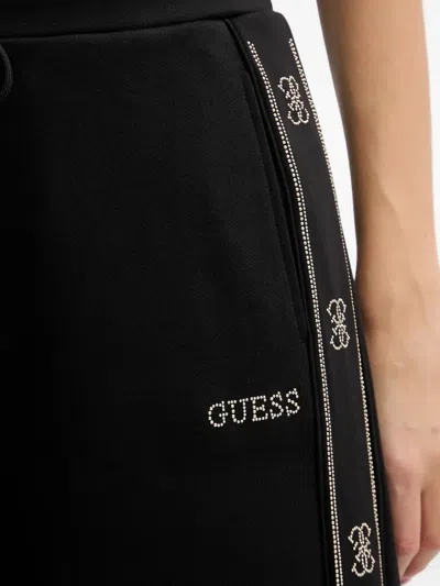 Guess Usa Logo-detail Embellished Track Pants In Black