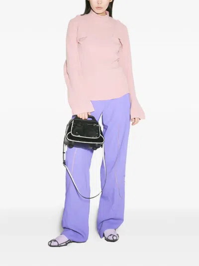 Kiko Kostadinov Fluted-sleeve Mock-neck Top In Pink