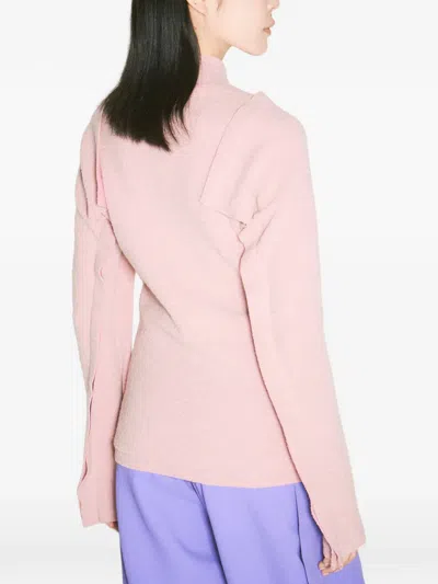 Kiko Kostadinov Fluted-sleeve Mock-neck Top In Pink
