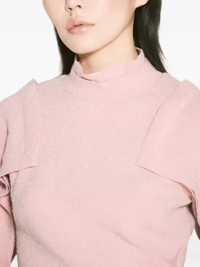 Kiko Kostadinov Fluted-sleeve Mock-neck Top In Pink