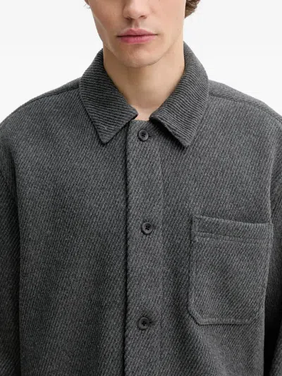 Les Deux Hamilton Button-front Overshirt In Gray