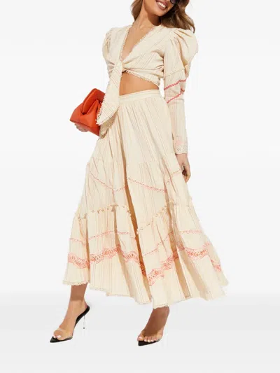 Hemant & Nandita Side-split Maxi Skirt In Neutral