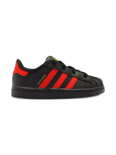 Adidas Originals Superstar Scarlet-stripes Sneakers In Black
