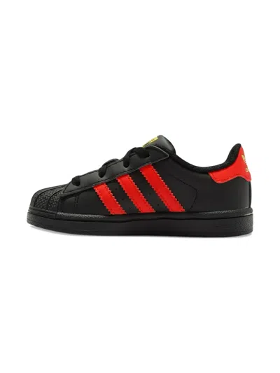 Adidas Originals Superstar Scarlet-stripes Sneakers In Black