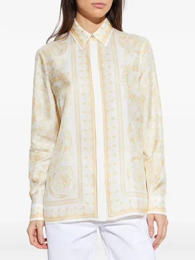Versace Pattern-printed Long-sleeved Shirt In Neutral