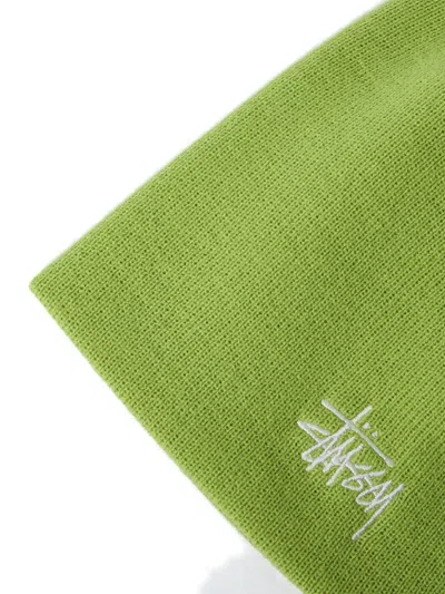 Stussy Logo-embroidered Beanie In Green