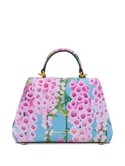 Oscar De La Renta The Mini Poppy Floral-print Tote Bag In Pink