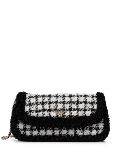 Guess Usa Quilted Houndstooth Chain Cross Body Bag In White