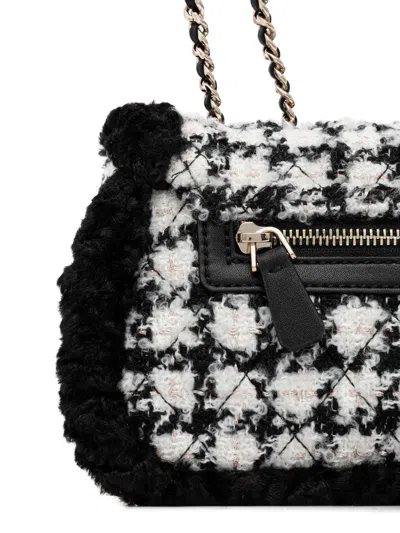 Guess Usa Quilted Houndstooth Chain Cross Body Bag In White