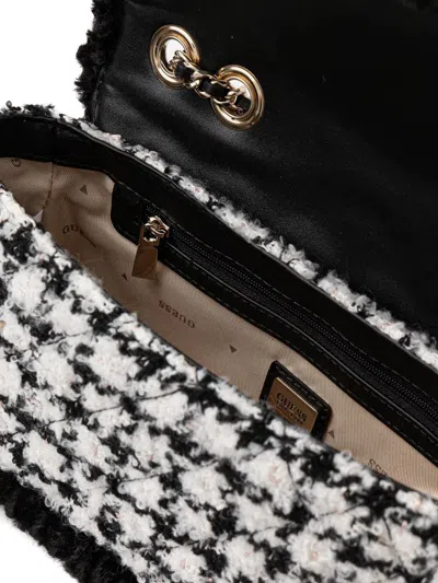 Guess Usa Quilted Houndstooth Chain Cross Body Bag In White