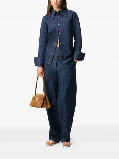 Ami Alexandre Mattiussi Blue Cotton Sharp Collar Shirt Blue In Blue