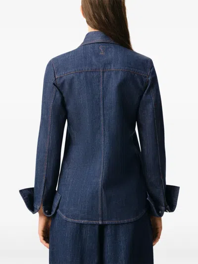 Ami Alexandre Mattiussi Blue Cotton Sharp Collar Shirt Blue In Blue