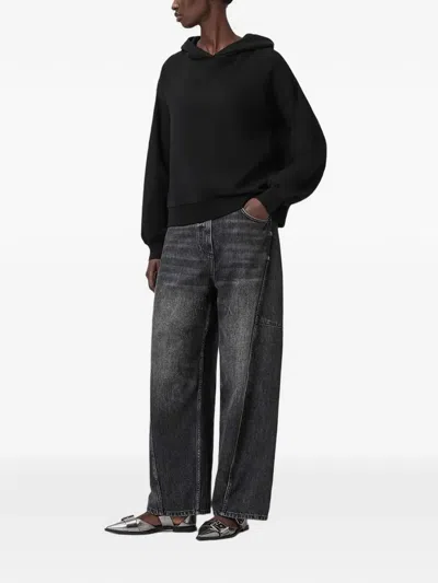Allsaints Organic Cotton Zinc Oversized Rhian Hoodie In Black