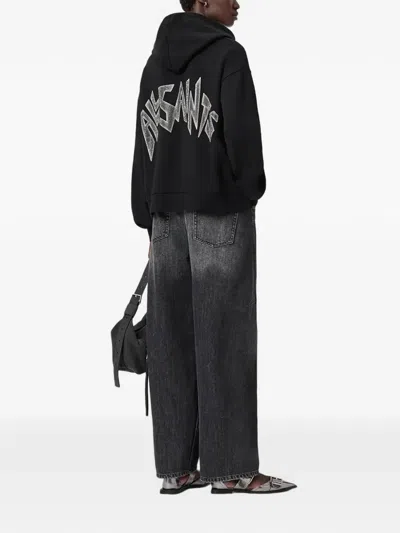 Allsaints Organic Cotton Zinc Oversized Rhian Hoodie In Black