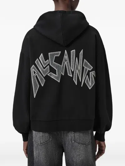 Allsaints Organic Cotton Zinc Oversized Rhian Hoodie In Black