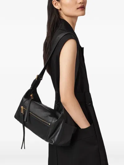 Allsaints Womens Black Vega Mini Leather Shoulder Bag