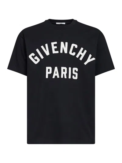 Givenchy Men Black Crewneck T-shirt With Maxi Logo Lettering On The Front In Cotton Man