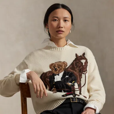 Ralph Lauren Polo Bear Wool Sweater In Neutral