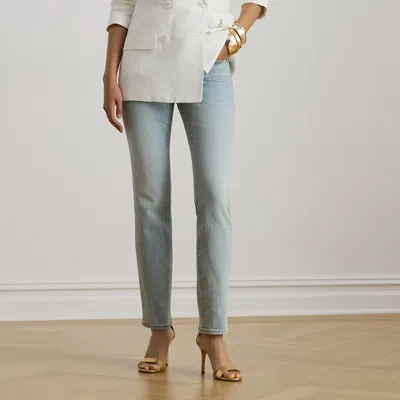 Lauren Petite Ralph Lauren Mid-rise Straight Ankle Jean In Blue