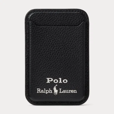 Ralph Lauren Leather Card Case With Magsafe In Black