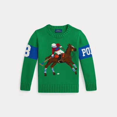 Polo Ralph Lauren Intarsia-knit Equestrian-motif Sweater In Green