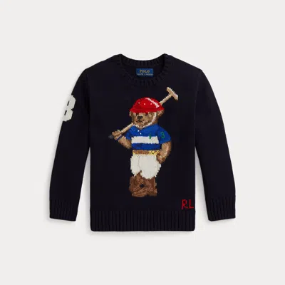 Polo Ralph Lauren Boys 2t-7 Polo Bear Crewneck Sweater In Blue