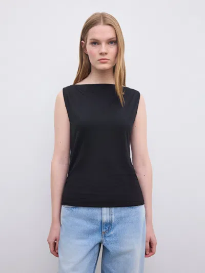 House Of Dagmar Square Neck Top In Black