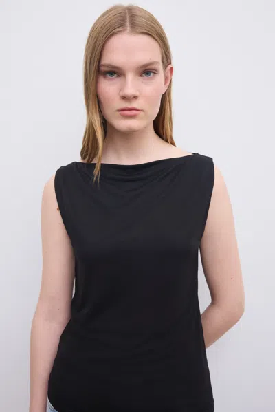 House Of Dagmar Square Neck Top In Black