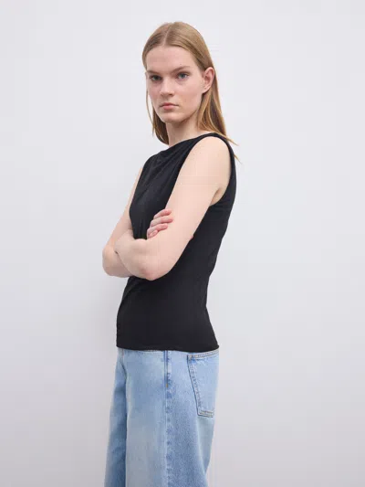 House Of Dagmar Square Neck Top In Black