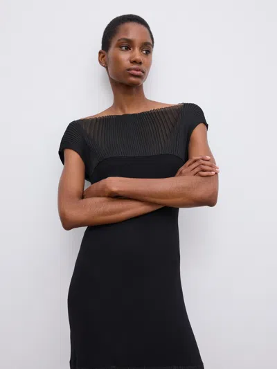 House Of Dagmar Contrast Knit Dress In Black