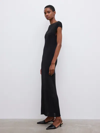 House Of Dagmar Contrast Knit Dress In Black