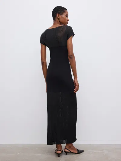 House Of Dagmar Contrast Knit Dress In Black