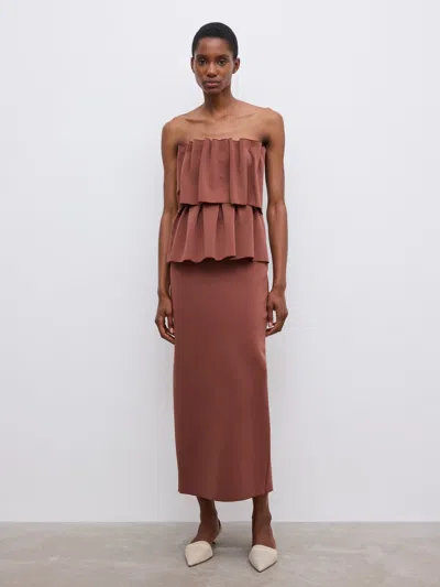 House Of Dagmar Sculpted Midi Dress In Brown