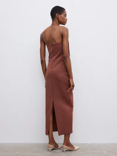 House Of Dagmar Sculpted Midi Dress In Brown