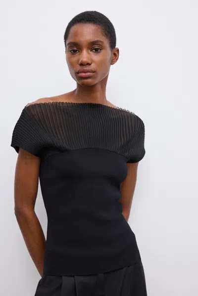 House Of Dagmar Contrast Knit Top In Black