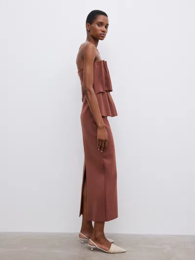 House Of Dagmar Sculpted Midi Dress In Brown