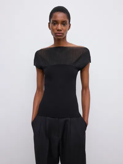 House Of Dagmar Contrast Knit Top In Black
