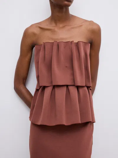 House Of Dagmar Sculpted Midi Dress In Brown