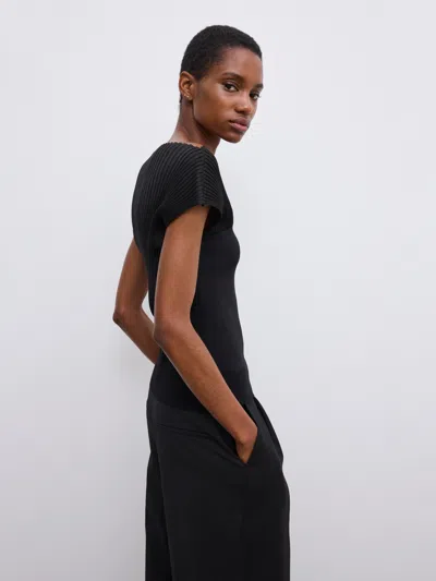 House Of Dagmar Contrast Knit Top In Black