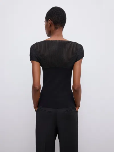 House Of Dagmar Contrast Knit Top In Black