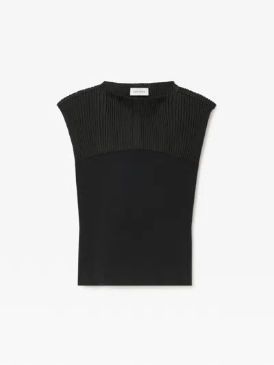 House Of Dagmar Contrast Knit Top In Black